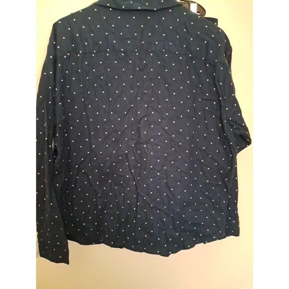 Auden Flannel Shirt And Shorts Sleepware Set Blue With White Polka Dots Medium - Picture 5 of 10